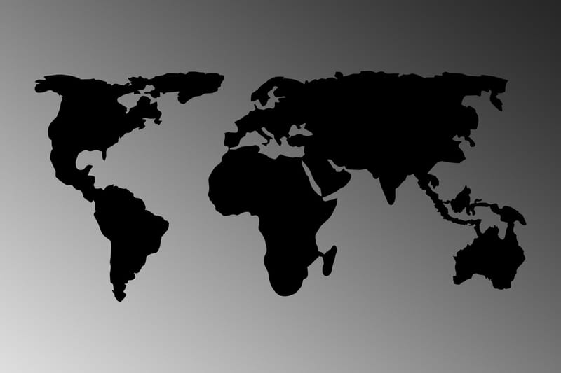 World Map 2 Väggdekor - Svart - Inredning - Väggdekor - Skylt - Plåtskyltar