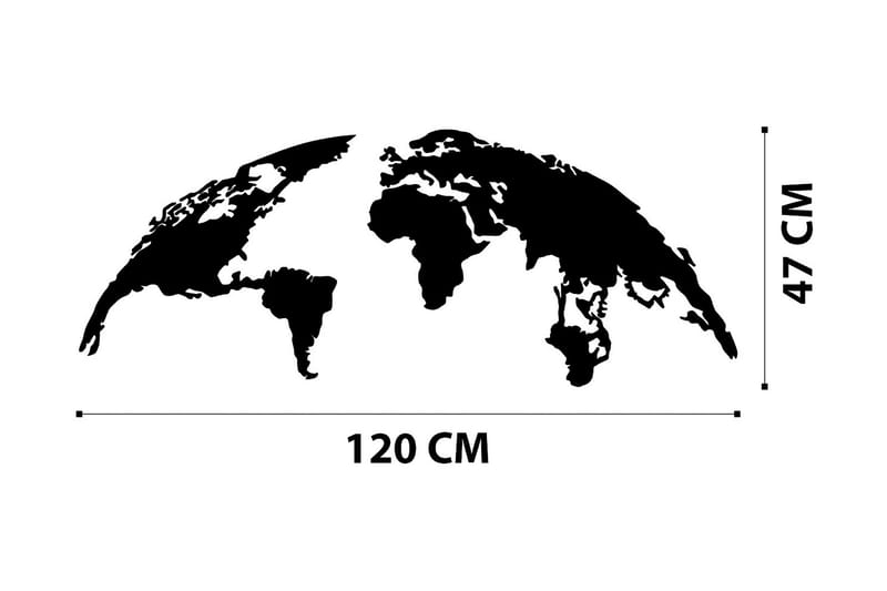 World Map Medium Väggdekor - Svart - Inredning - Väggdekor - Skylt - Plåtskyltar