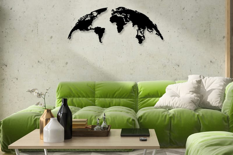 World Map Medium Väggdekor - Svart - Inredning - Väggdekor - Skylt - Plåtskyltar