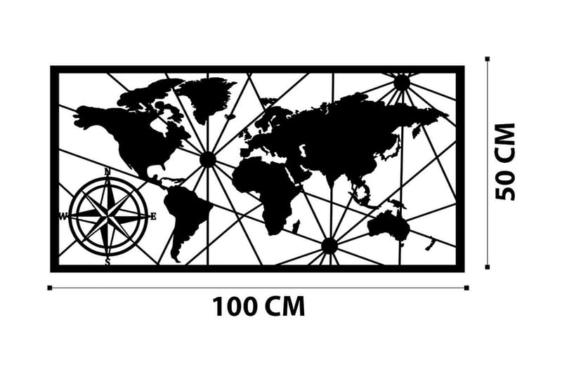World Map Medium Väggdekor - Svart - Inredning - Väggdekor - Skylt - Plåtskyltar