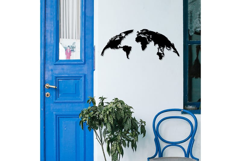 World Map Medium Väggdekor - Svart - Inredning - Väggdekor - Skylt - Plåtskyltar