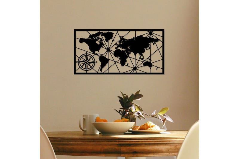 World Map Medium Väggdekor - Svart - Inredning - Väggdekor - Skylt - Plåtskyltar