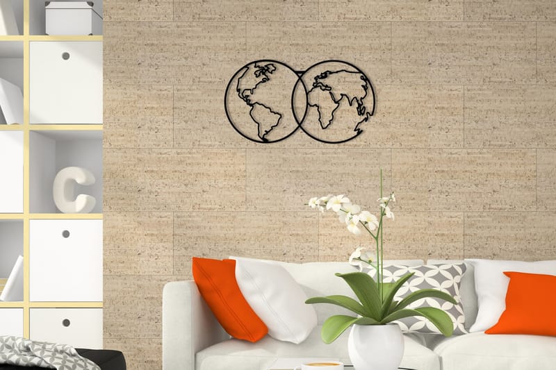 World Map Metal Decor 10 Väggdekor - Svart - Inredning - Väggdekor - Skylt - Plåtskyltar