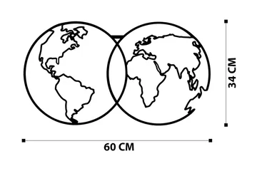World Map Metal Decor 10 Väggdekor - Svart - Inredning - Väggdekor - Skylt - Plåtskyltar