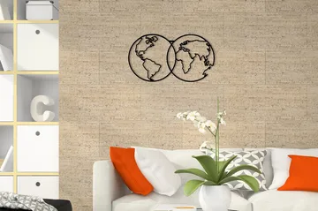 World Map Metal Decor 10 Väggdekor - Svart - Inredning - Väggdekor - Skylt - Plåtskyltar