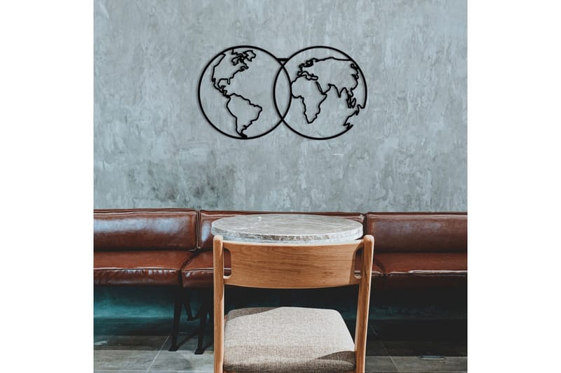 World Map Metal Decor 10 Väggdekor - Svart - Inredning - Väggdekor - Skylt - Plåtskyltar