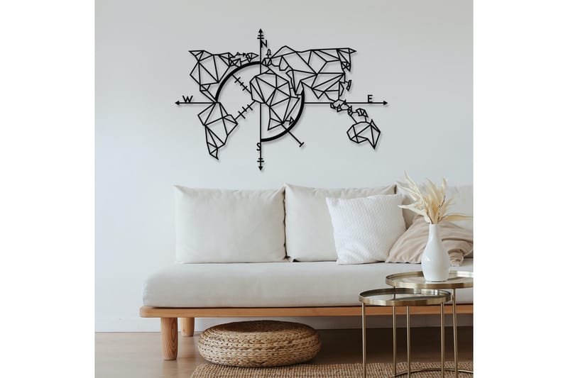 World Map Metal Decor 2 Väggdekor - Svart - Inredning - Väggdekor - Skylt - Plåtskyltar
