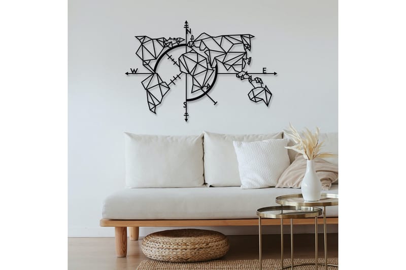 World Map Metal Decor 2 Väggdekor - Svart - Inredning - Väggdekor - Skylt - Plåtskyltar