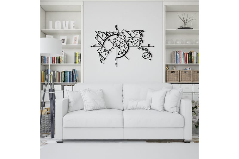 World Map Metal Decor 2 Väggdekor - Svart - Inredning - Väggdekor - Skylt - Plåtskyltar