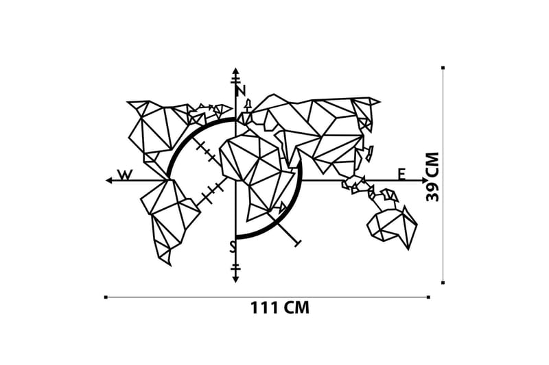 World Map Metal Decor 2 Väggdekor - Svart - Inredning - Väggdekor - Skylt - Plåtskyltar