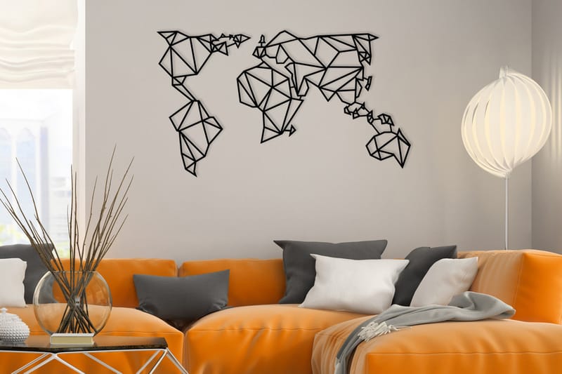World Map Metal Decor 4 Väggdekor - Svart - Inredning - Väggdekor - Skylt - Plåtskyltar