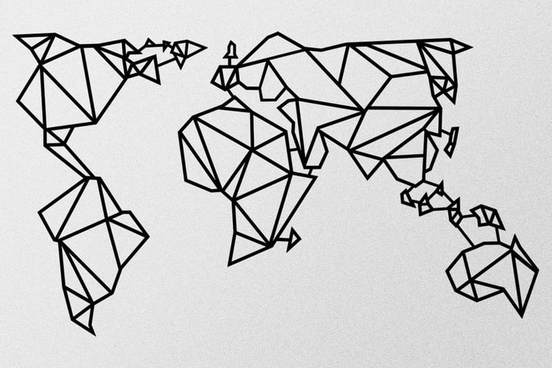 World Map Metal Decor 4 Väggdekor - Svart - Inredning - Väggdekor - Skylt - Plåtskyltar