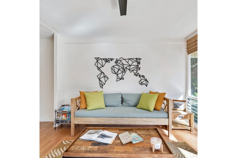World Map Metal Decor 4 Väggdekor - Svart - Inredning - Väggdekor - Skylt - Plåtskyltar