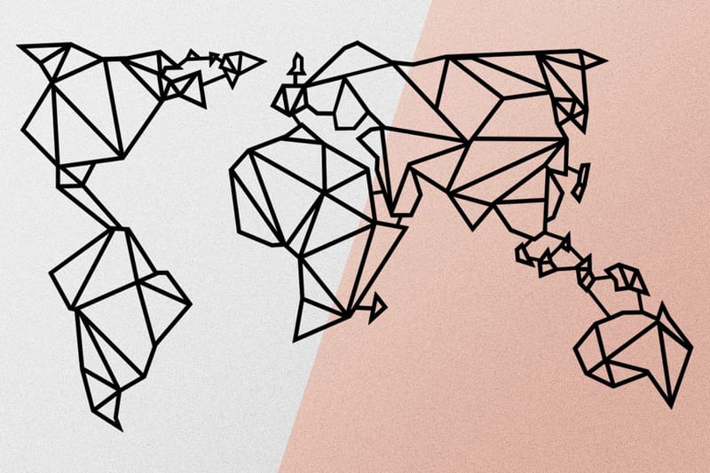 World Map Metal Decor 4 Väggdekor - Svart - Inredning - Väggdekor - Skylt - Plåtskyltar