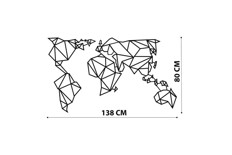 World Map Metal Decor 4 Väggdekor - Svart - Inredning - Väggdekor - Skylt - Plåtskyltar