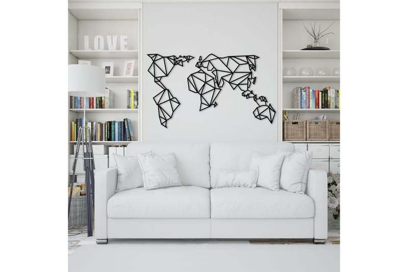 World Map Metal Decor 4 Väggdekor - Svart - Inredning - Väggdekor - Skylt - Plåtskyltar
