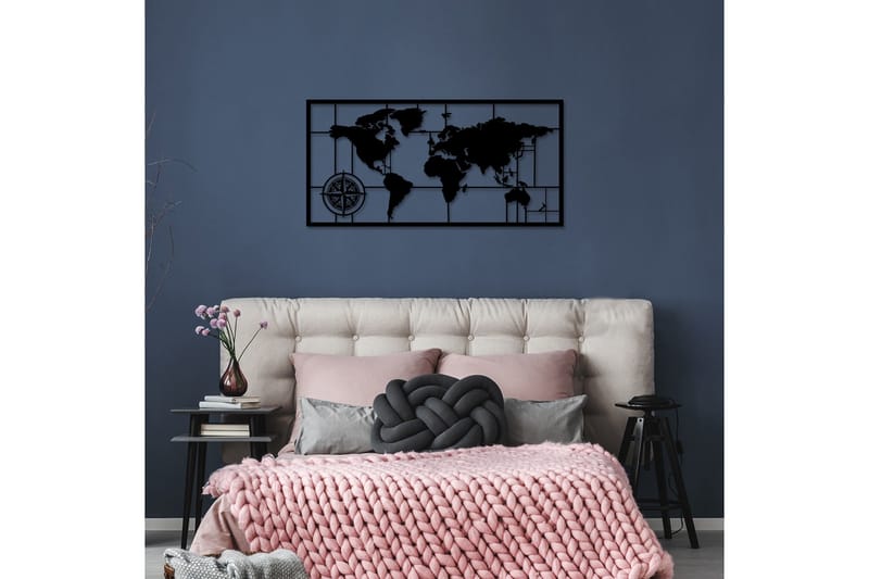 World Map Metal Decor 7 Väggdekor - Svart - Inredning - Väggdekor - Skylt - Plåtskyltar