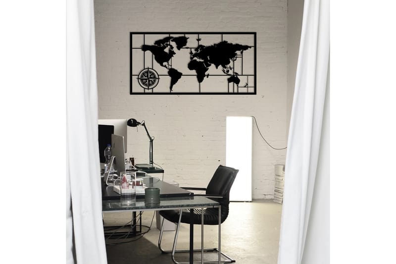 World Map Metal Decor 7 Väggdekor - Svart - Inredning - Väggdekor - Skylt - Plåtskyltar