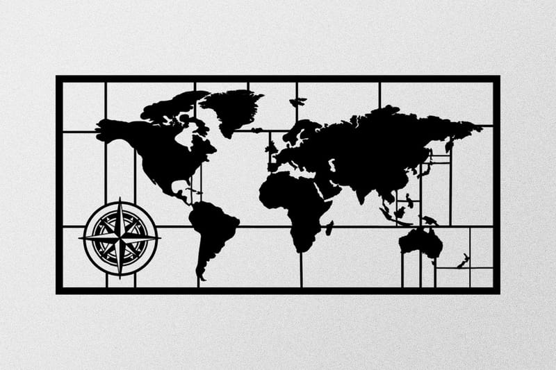 World Map Metal Decor 7 Väggdekor - Svart - Inredning - Väggdekor - Skylt - Plåtskyltar