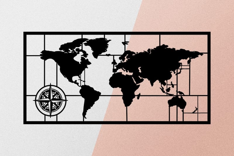World Map Metal Decor 7 Väggdekor - Svart - Inredning - Väggdekor - Skylt - Plåtskyltar