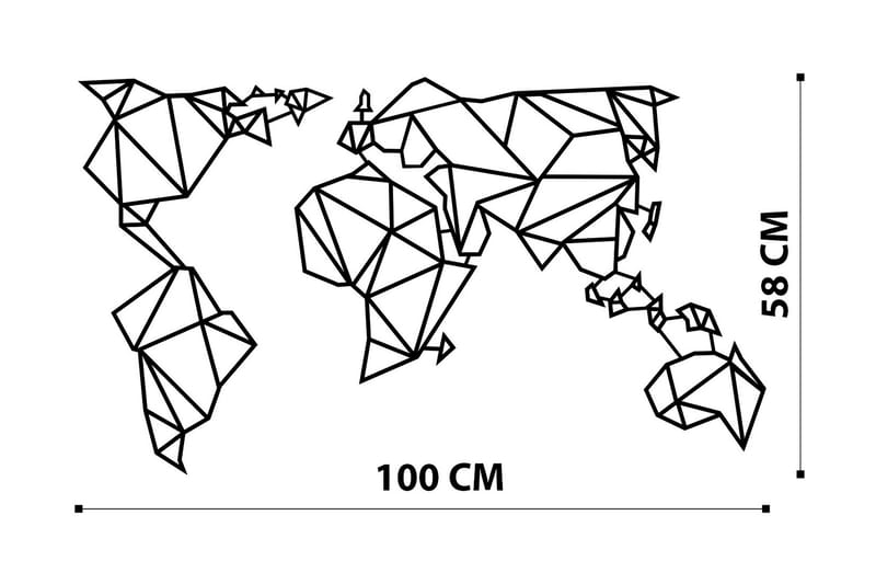 World Map Metal Decor Väggdekor - Svart - Inredning - Väggdekor - Skylt - Plåtskyltar
