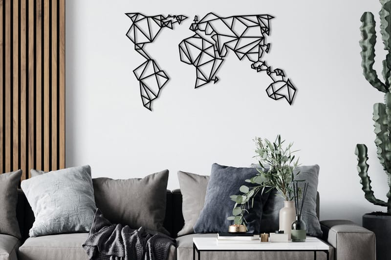 World Map Metal Decor Väggdekor - Svart - Inredning - Väggdekor - Skylt - Plåtskyltar