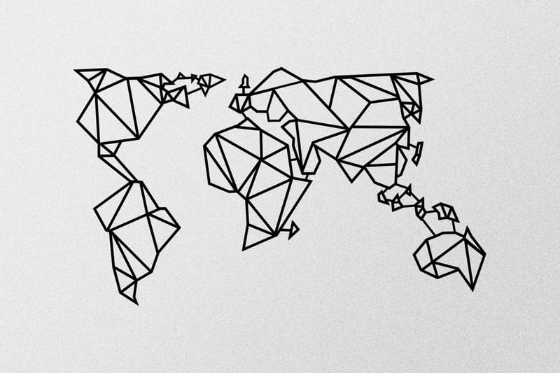 World Map Metal Decor Väggdekor - Svart - Inredning - Väggdekor - Skylt - Plåtskyltar
