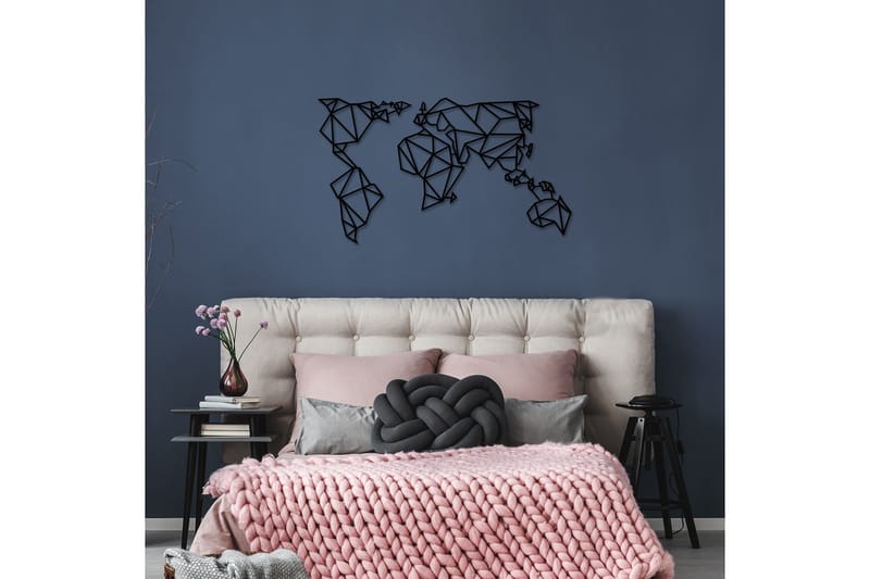 World Map Metal Decor Väggdekor - Svart - Inredning - Väggdekor - Skylt - Plåtskyltar