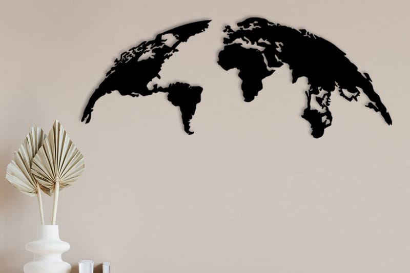 World Map Small 100 cm Väggdekor - Svart - Inredning - Väggdekor - Skylt - Plåtskyltar