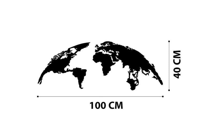 World Map Small 100 cm Väggdekor - Svart - Inredning - Väggdekor - Skylt - Plåtskyltar