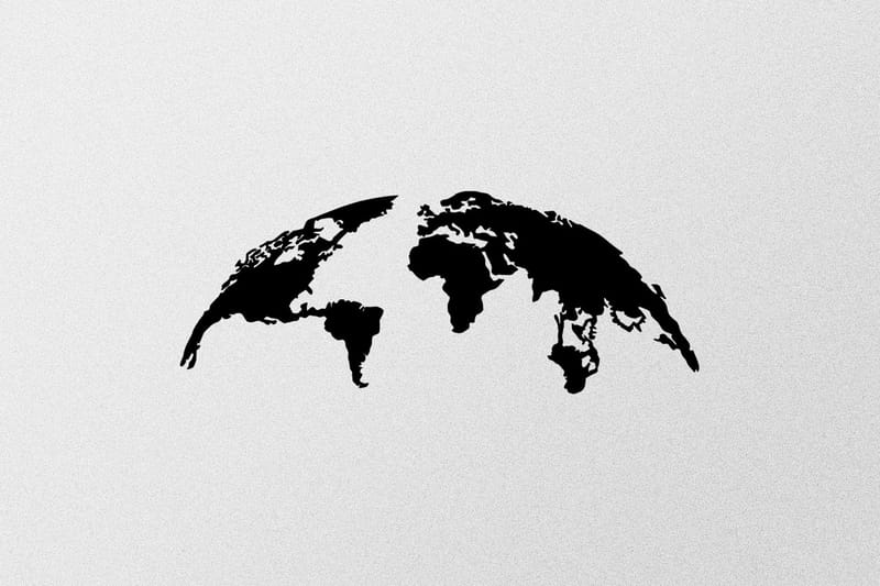 World Map Small 100 cm Väggdekor - Svart - Inredning - Väggdekor - Skylt - Plåtskyltar