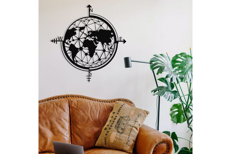 World Map Väggdekor - Svart - Inredning - Väggdekor - Skylt - Plåtskyltar