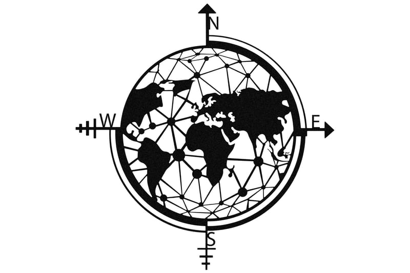 World Map Väggdekor - Svart - Inredning - Väggdekor - Skylt - Plåtskyltar