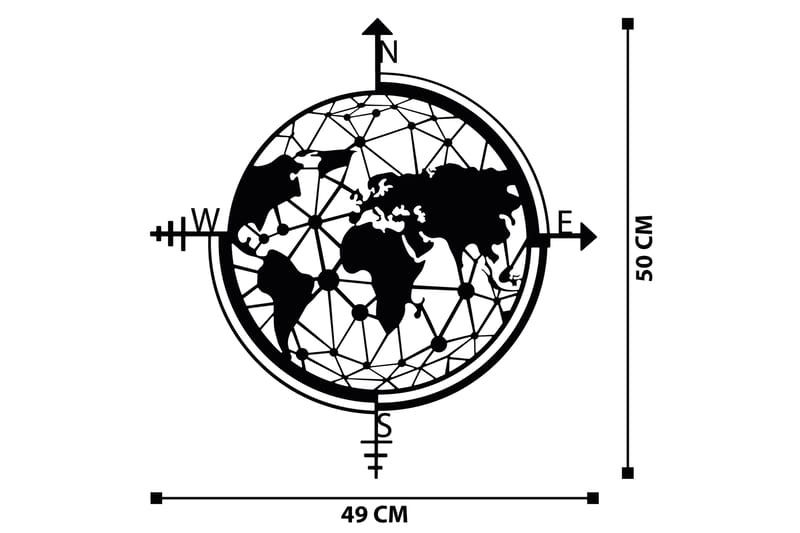World Map Väggdekor - Svart - Inredning - Väggdekor - Skylt - Plåtskyltar
