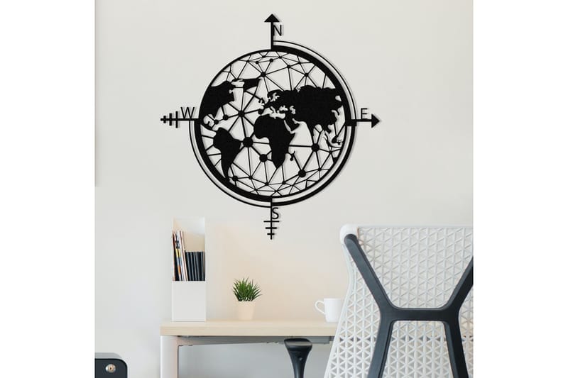 World Map Väggdekor - Svart - Inredning - Väggdekor - Skylt - Plåtskyltar