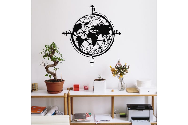 World Map Väggdekor - Svart - Inredning - Väggdekor - Skylt - Plåtskyltar