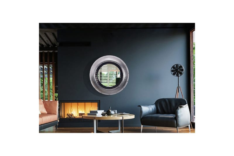 Spegel Wohnling Modern vågig metallram rund 74 cm - Inredning - Speglar - Väggspegel