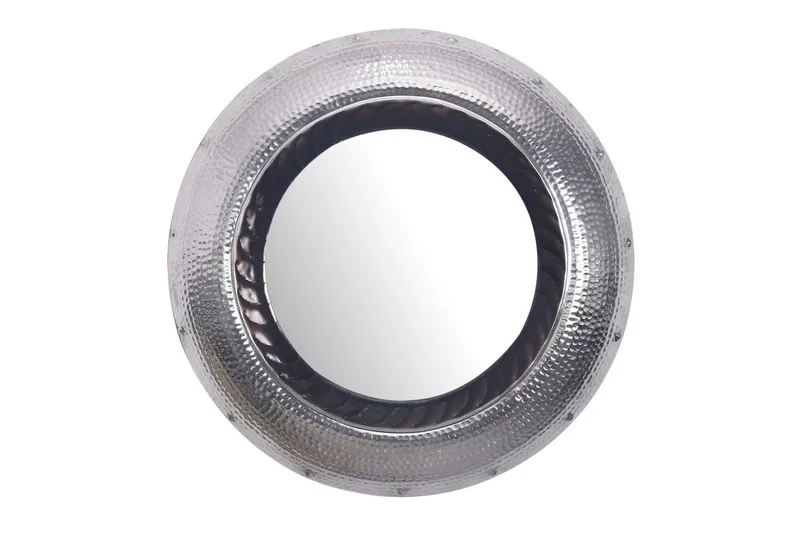 Spegel Wohnling Modern vågig metallram rund 74 cm, undefined