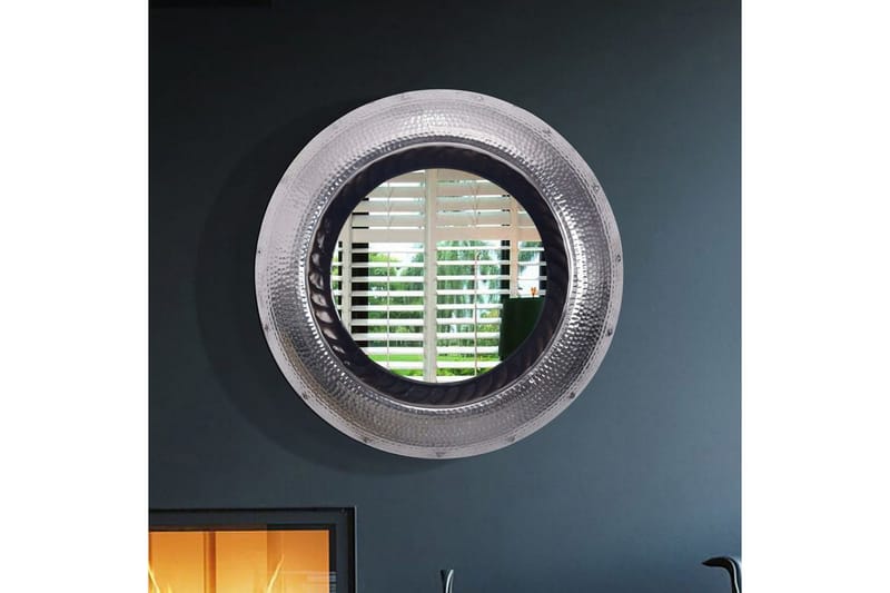 Spegel Wohnling Modern vågig metallram rund 74 cm - Inredning - Speglar - Väggspegel