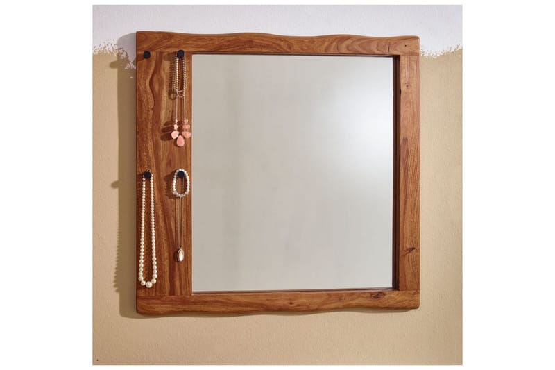 Spegel Wohnling Träkant Solid Träram med Krokar Lantlig Stil - Inredning - Speglar - Väggspegel