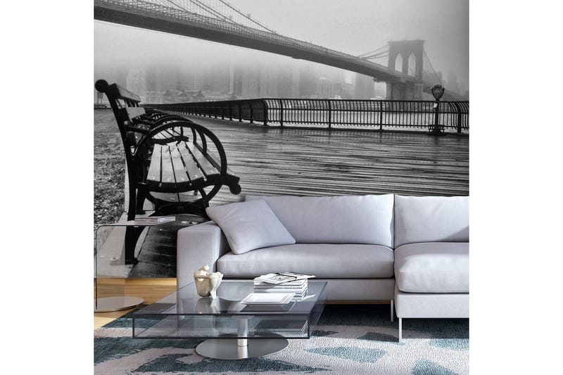 Fototapet A Foggy Day On The Brooklyn Bridge 250x175 - Artgeist sp. z o. o. - Inredning - Väggdekor - Tapet & tapettillbehör - Fototapet