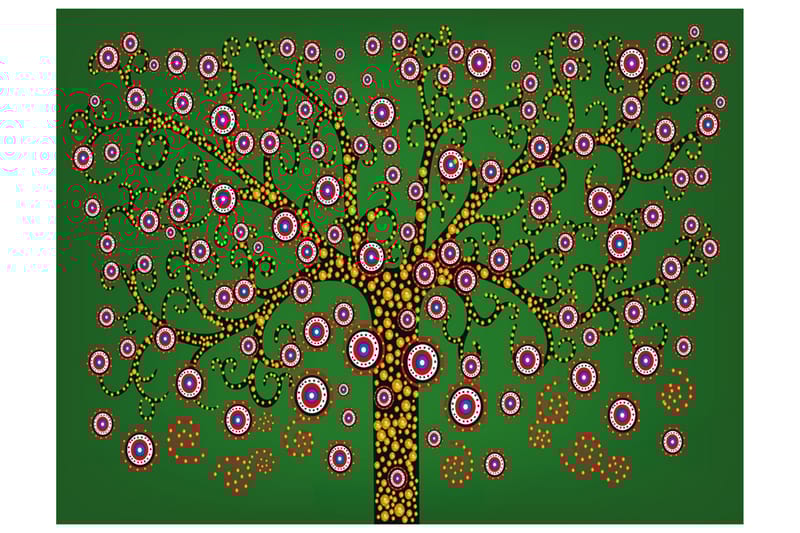 Fototapet Abstrakt Träd Grön 300x231 - Artgeist sp. z o. o. - Inredning - Väggdekor - Tapet & tapettillbehör - Fototapet