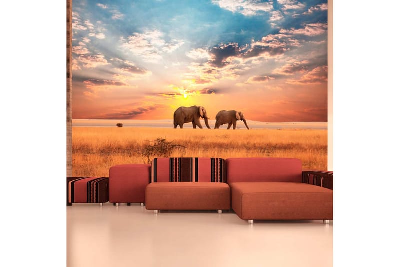 Fototapet Afrikanska Savannen Elefanter 400x309 - Artgeist sp. z o. o. - Inredning - Väggdekor - Tapet & tapettillbehör - Fototapet