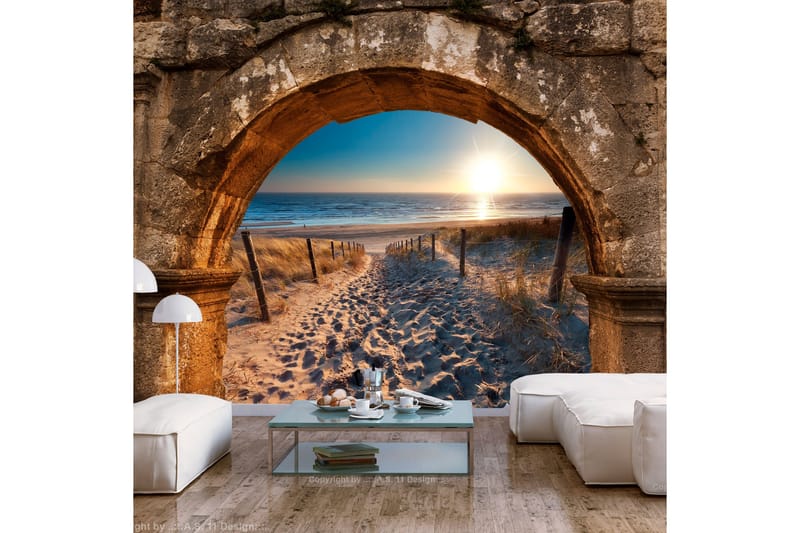Fototapet Arch And Beach 350x245 - Artgeist sp. z o. o. - Inredning - Väggdekor - Tapet & tapettillbehör - Fototapet