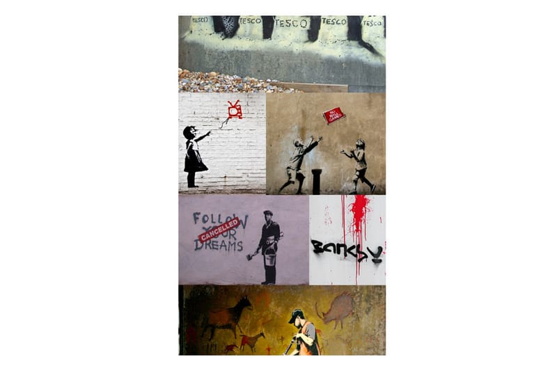 Fototapet Banksy A Collage 50x1000 - Artgeist sp. z o. o. - Fototapet