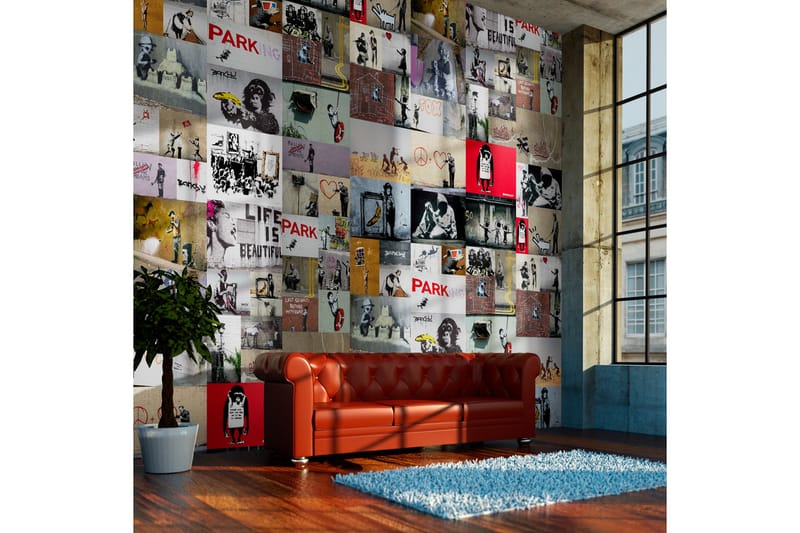 Fototapet Banksy A Collage 50x1000 - Artgeist sp. z o. o. - Inredning - Väggdekor - Tapet & tapettillbehör - Fototapet
