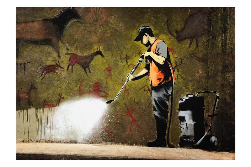 Fototapet Banksy Cave Painting 350x245 - Artgeist sp. z o. o. - Inredning - Väggdekor - Tapet & tapettillbehör - Fototapet