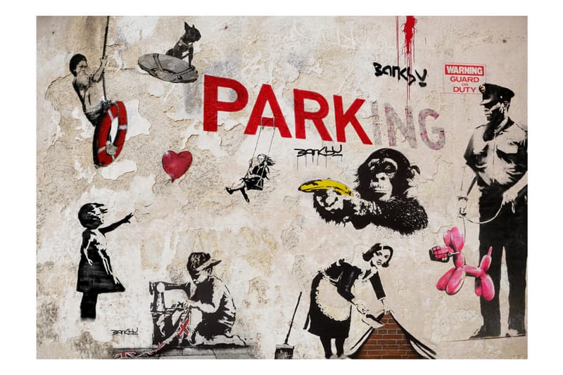 Fototapet Banksy Graffiti Collage 350x245 - Artgeist sp. z o. o. - Inredning - Väggdekor - Tapet & tapettillbehör - Fototapet