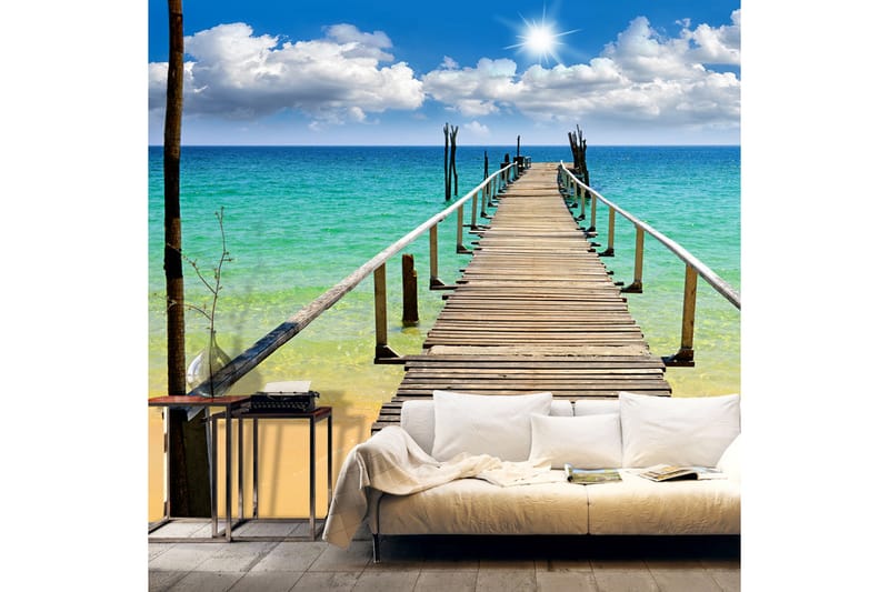 Fototapet Beach Sun Bridge 150x105 - Artgeist sp. z o. o. - Inredning - Väggdekor - Tapet & tapettillbehör - Fototapet