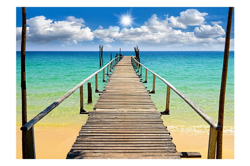 Fototapet Beach Sun Bridge 350x245 - Artgeist sp. z o. o. - Inredning - Väggdekor - Tapet & tapettillbehör - Fototapet